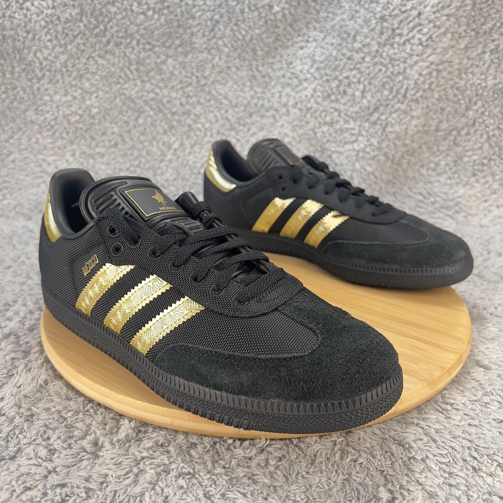 adidas Samba Mexico Shoes Mens 9 Black Gold Soccer Football Blokecore Heritage - Picture 7 of 11